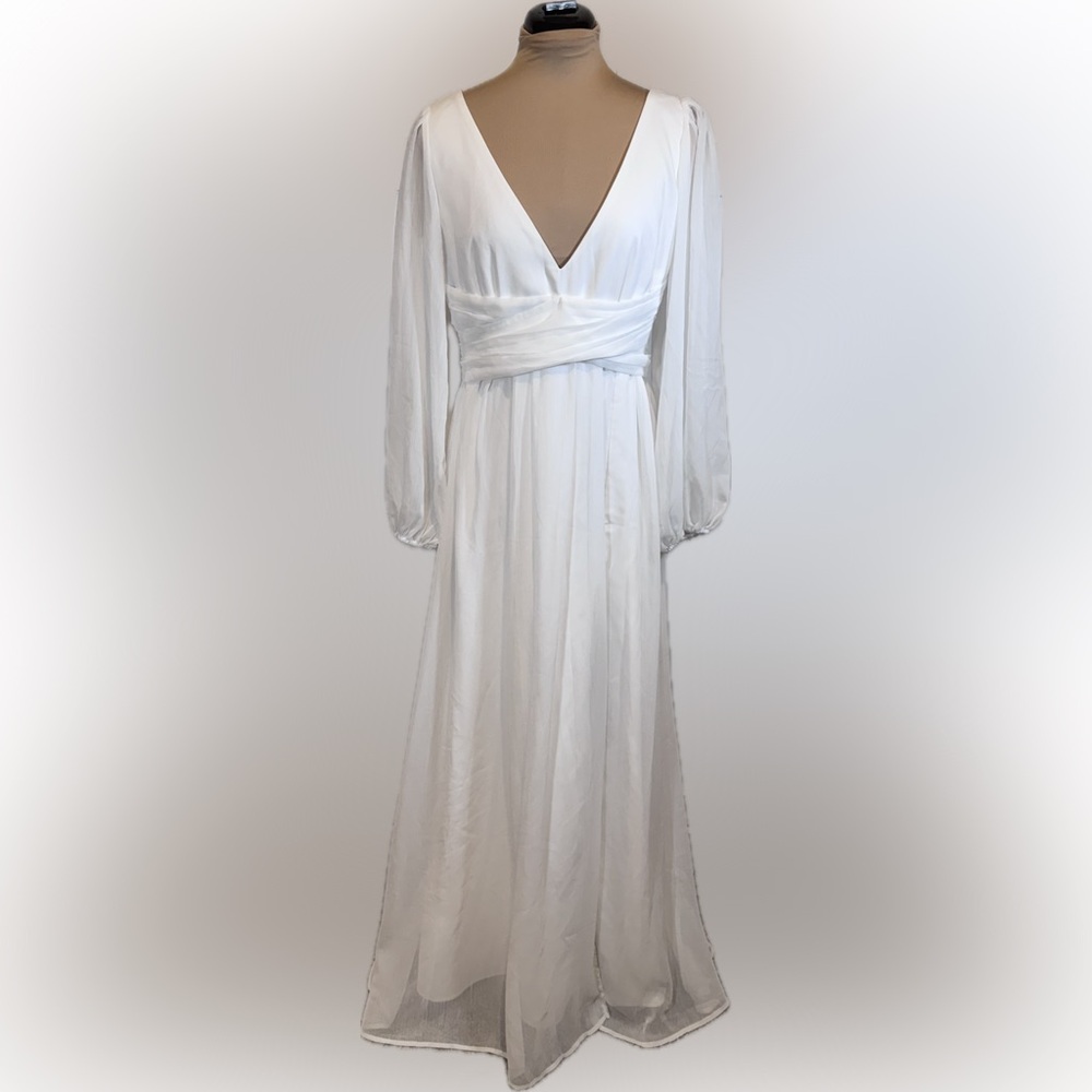 Lulu's White Long Sleeve Gown